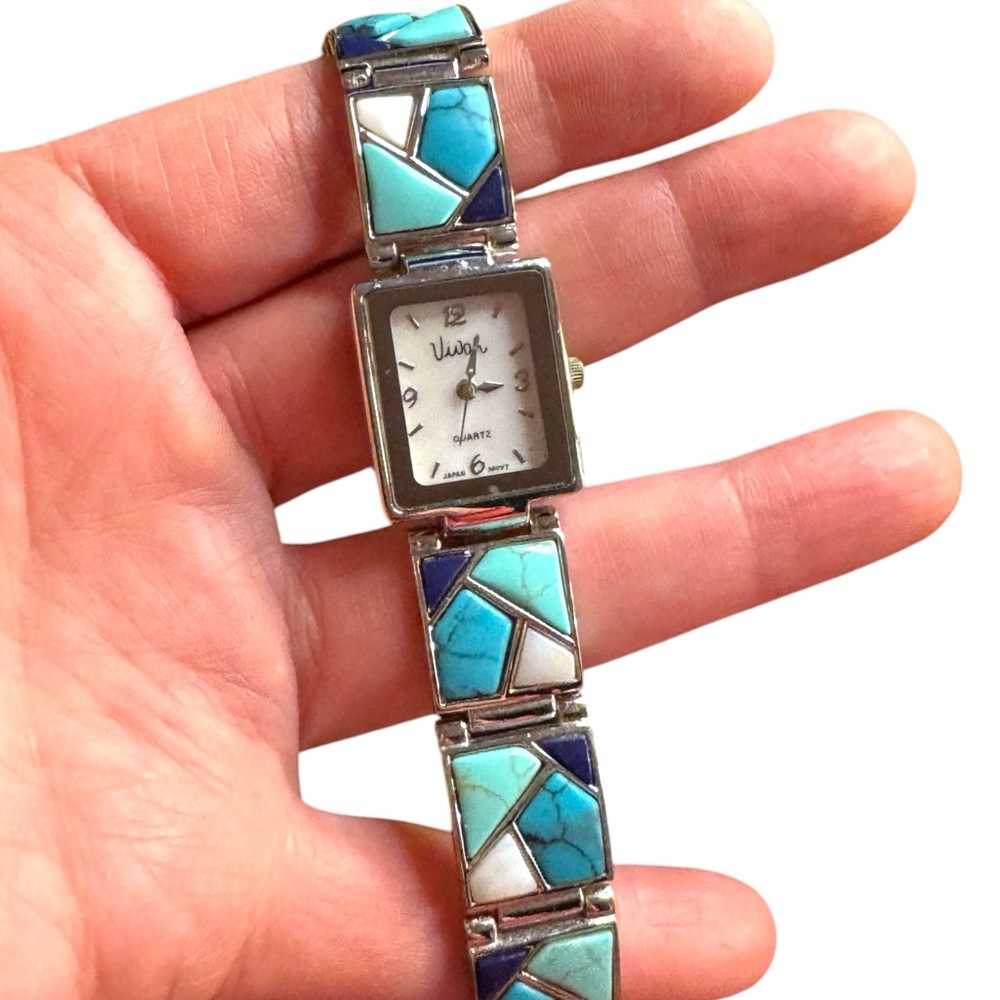 Vintage Vivah Faux Turquoise Mosaic Blue Women's Watch
